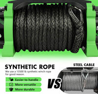 Stegodon Electric Winch 13500Lb 12V Synthetic Rope Towing Truck Jeep Off Road Black Aluminium