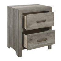 Transitional Aesthetic Bedroom Nightstand Faux Wood Veneer Weathered Gray Finish Nickel Hardware Bed Side Table Gray 2 Drawers Bedroom Transitional Wood