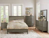 Bedroom Furniture 3 Drawers Nightstand Gray Finish Birch Veneer Nickel Hardware Bed Side Table Gray 3 Drawers Bedroom Transitional Solid Wood