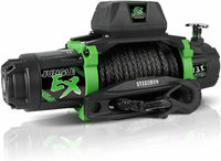 Stegodon Electric Winch 13500Lb 12V Synthetic Rope Towing Truck Jeep Off Road Black Aluminium