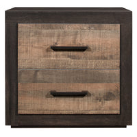 Contemporary Style Bedroom Nightstand Natural Wood Grain Look Two Tone Finish Bed Side Table Faux Wood Veneer Multicolor 2 Drawers Bedroom Wood