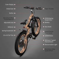 Aostirmotor S18 1500W 26" 1500W Electric Bike Fat Tire 48V 15Ah Removable Lithium Battery Mountain Bicycle Shimanos Bicycle Full Suspension Mtb Bikes For Adults Cycling Brown Garden & Outdoor Aluminium