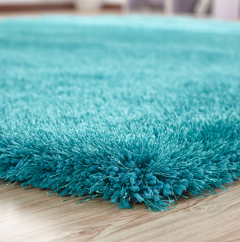 "Chubby Shaggy" Hand Tufted Area Rug Teal Polyester