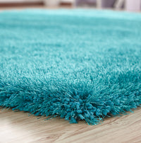 "Chubby Shaggy" Hand Tufted Area Rug Teal Polyester