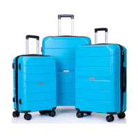 Hardshell Suitcase Spinner Wheels Pp Luggage Sets Lightweight Suitcase With Tsa Lock,3 Piece Set 20 24 28 ,Light Blue Light Blue Polypropylene