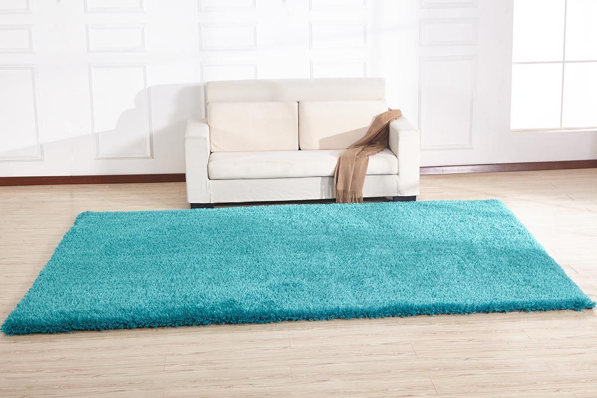 "Chubby Shaggy" Hand Tufted Area Rug Teal Polyester