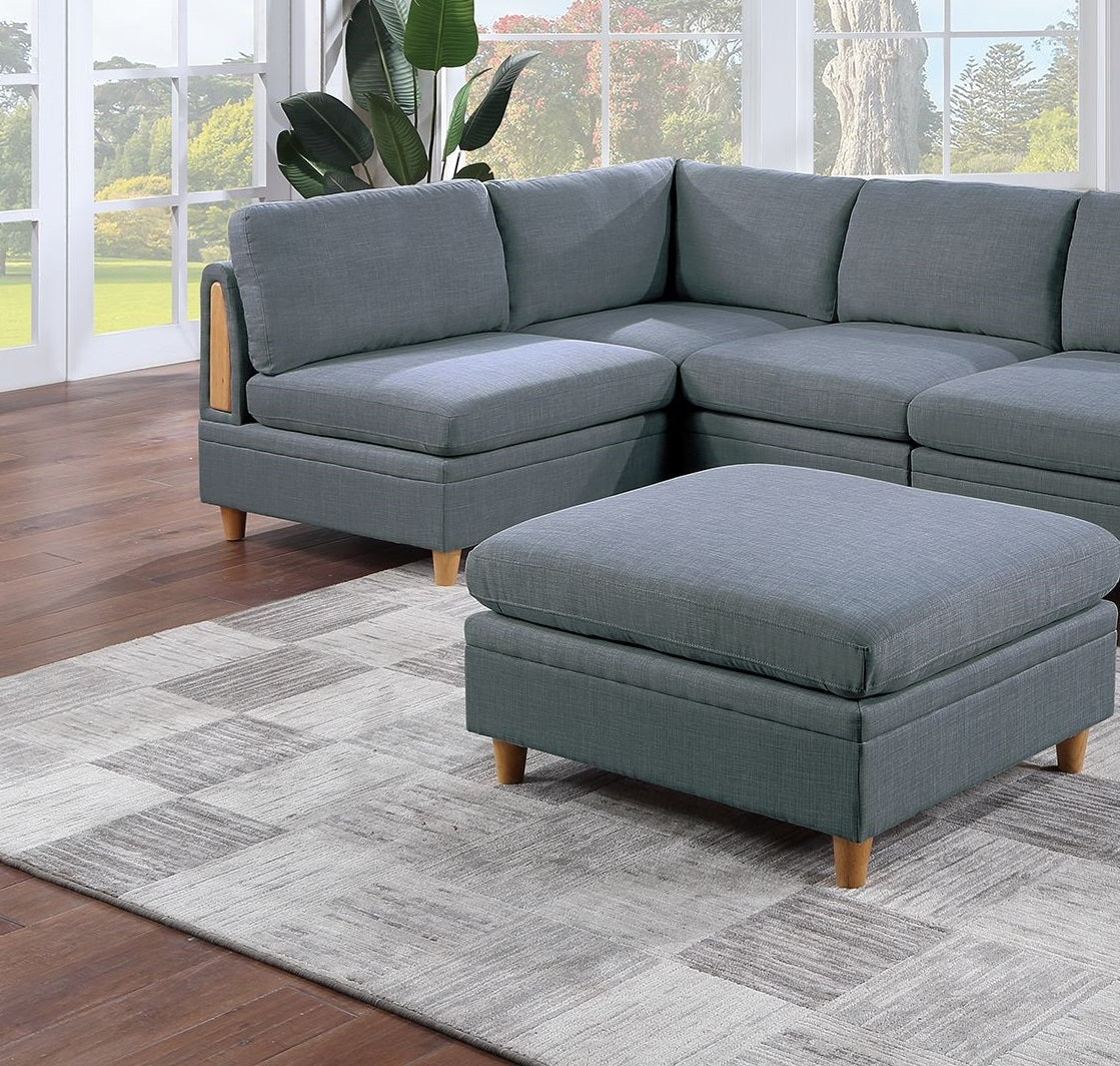 Living Room Furniture Armless Chair Steel Color Dorris Fabric 1Pc Cushion Armless Chair Wooden Deco Grey Mix Primary Living Space Contemporary,Transitional Fabric