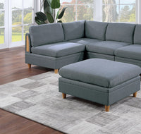 Living Room Furniture Armless Chair Steel Color Dorris Fabric 1Pc Cushion Armless Chair Wooden Deco Grey Mix Primary Living Space Contemporary,Transitional Fabric