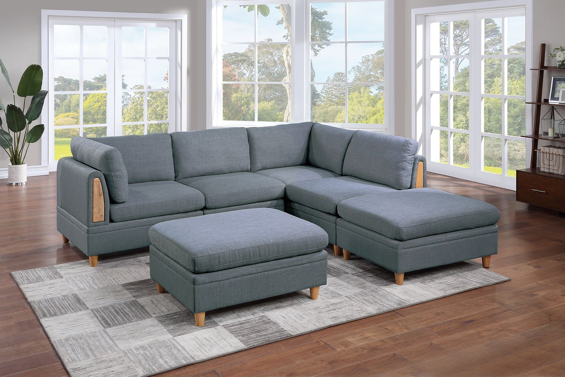 Living Room Furniture Armless Chair Steel Color Dorris Fabric 1Pc Cushion Armless Chair Wooden Deco Grey Mix Primary Living Space Contemporary,Transitional Fabric