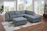 Living Room Furniture Armless Chair Steel Color Dorris Fabric 1Pc Cushion Armless Chair Wooden Deco Grey Mix Primary Living Space Contemporary,Transitional Fabric