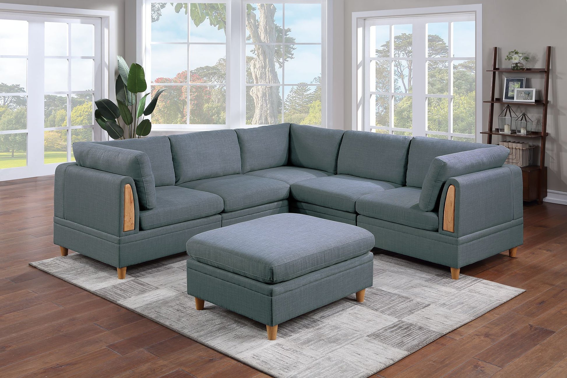 Living Room Furniture Armless Chair Steel Color Dorris Fabric 1Pc Cushion Armless Chair Wooden Deco Grey Mix Primary Living Space Contemporary,Transitional Fabric
