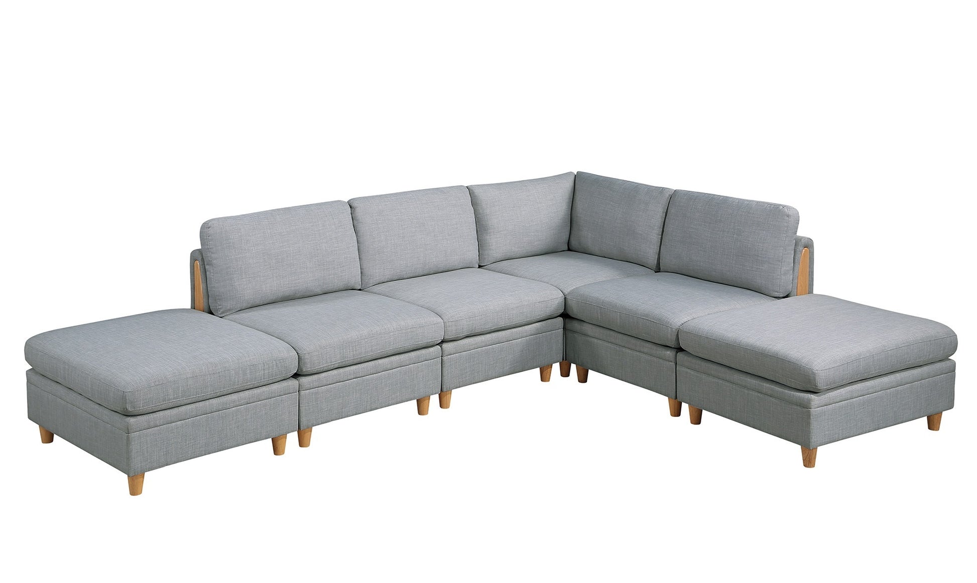 Living Room Furniture Corner Wedge Light Grey Dorris Fabric 1Pc Cushion Wedge Sofa Wooden Legs Light Grey Primary Living Space Contemporary,Transitional Fabric