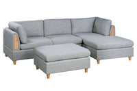 Living Room Furniture Corner Wedge Light Grey Dorris Fabric 1Pc Cushion Wedge Sofa Wooden Legs Light Grey Primary Living Space Contemporary,Transitional Fabric