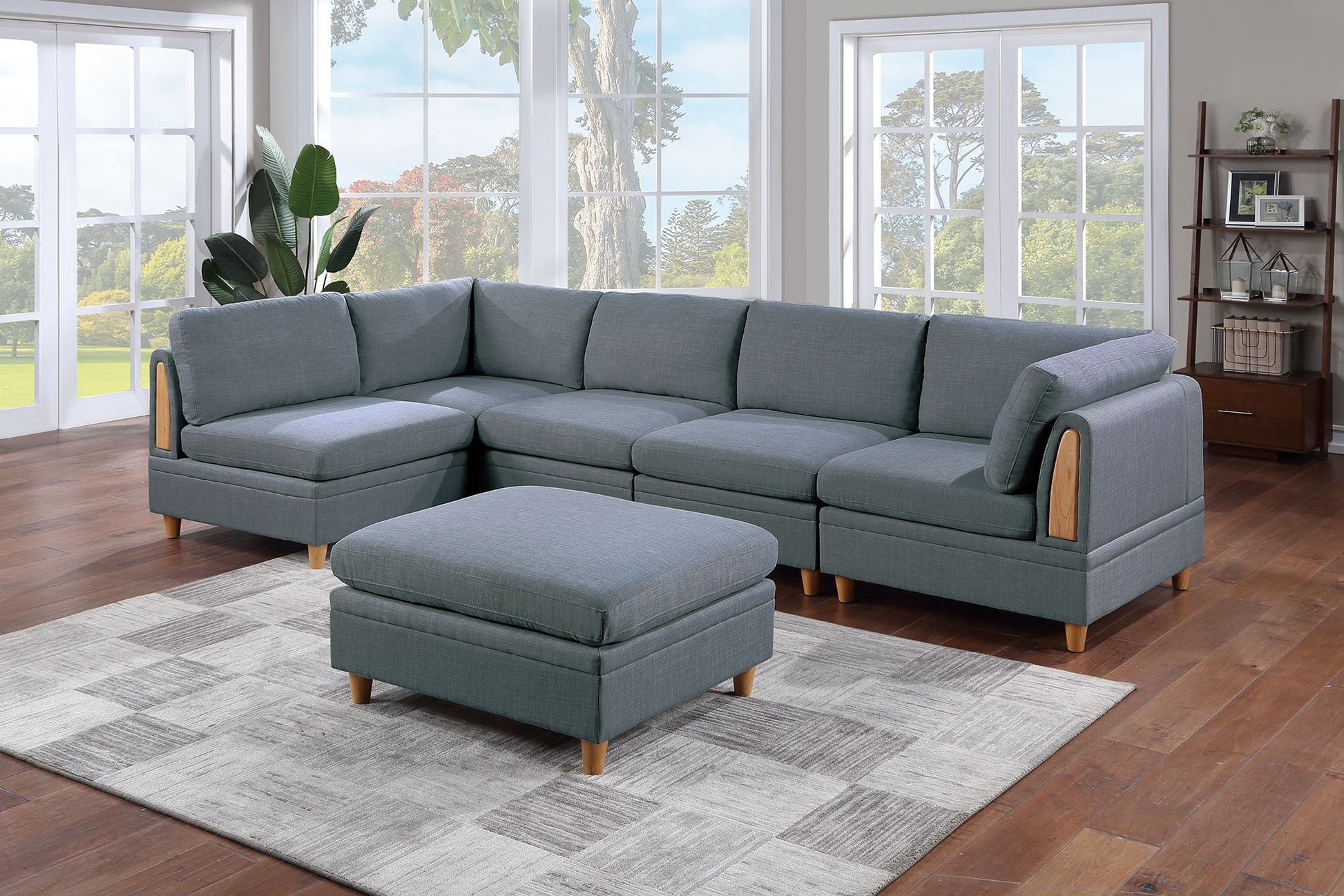 Living Room Furniture Armless Chair Steel Color Dorris Fabric 1Pc Cushion Armless Chair Wooden Deco Grey Mix Primary Living Space Contemporary,Transitional Fabric