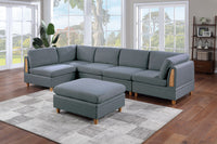 Living Room Furniture Armless Chair Steel Color Dorris Fabric 1Pc Cushion Armless Chair Wooden Deco Grey Mix Primary Living Space Contemporary,Transitional Fabric