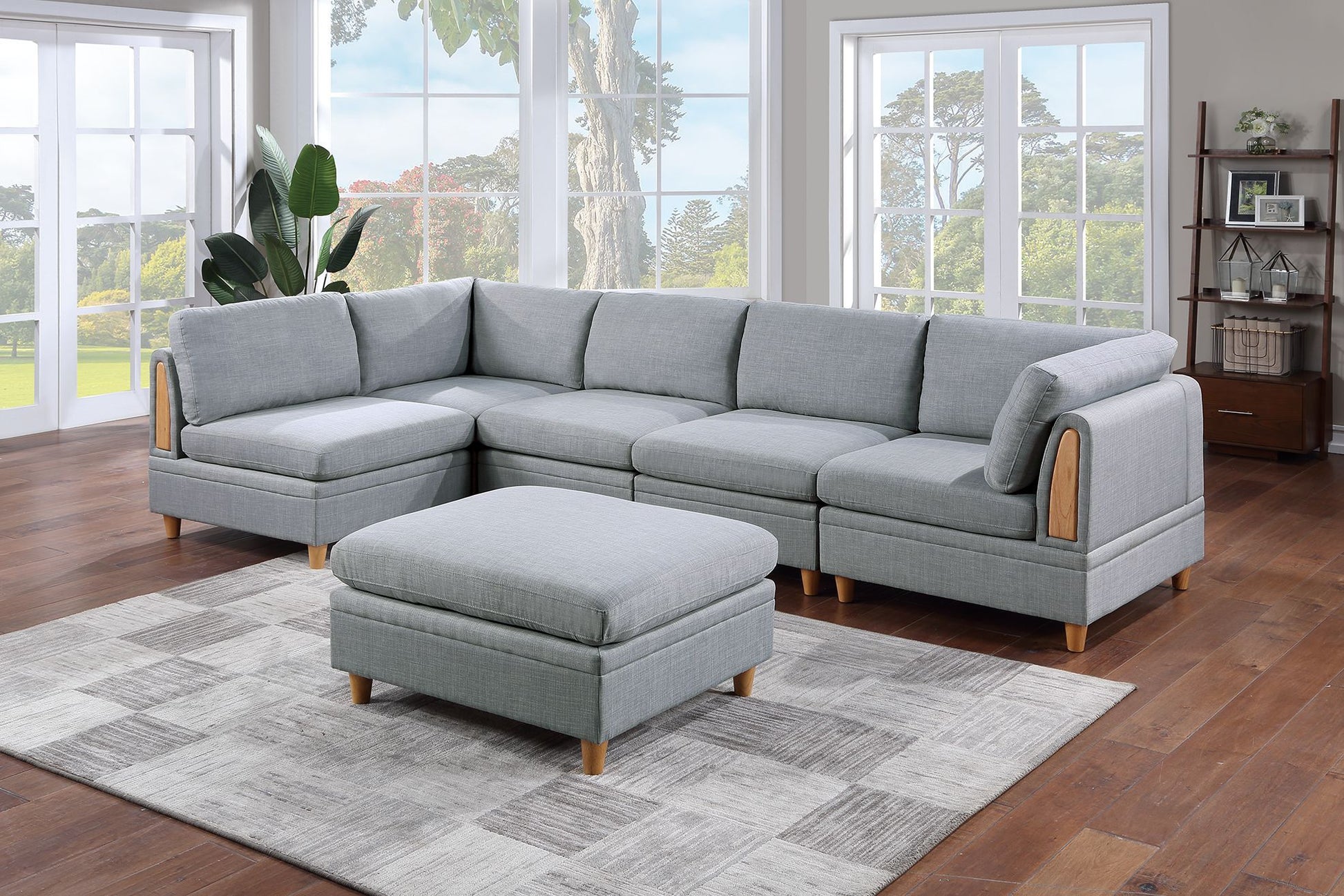 Living Room Furniture Corner Wedge Light Grey Dorris Fabric 1Pc Cushion Wedge Sofa Wooden Legs Light Grey Primary Living Space Contemporary,Transitional Fabric