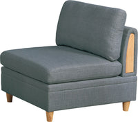 Living Room Furniture Armless Chair Steel Color Dorris Fabric 1Pc Cushion Armless Chair Wooden Deco Grey Mix Primary Living Space Contemporary,Transitional Fabric