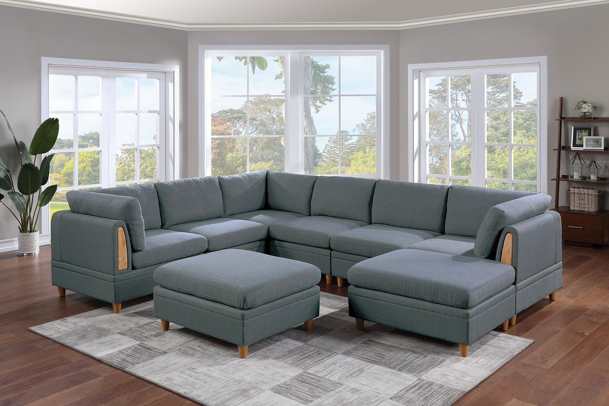 Living Room Furniture Armless Chair Steel Color Dorris Fabric 1Pc Cushion Armless Chair Wooden Deco Grey Mix Primary Living Space Contemporary,Transitional Fabric