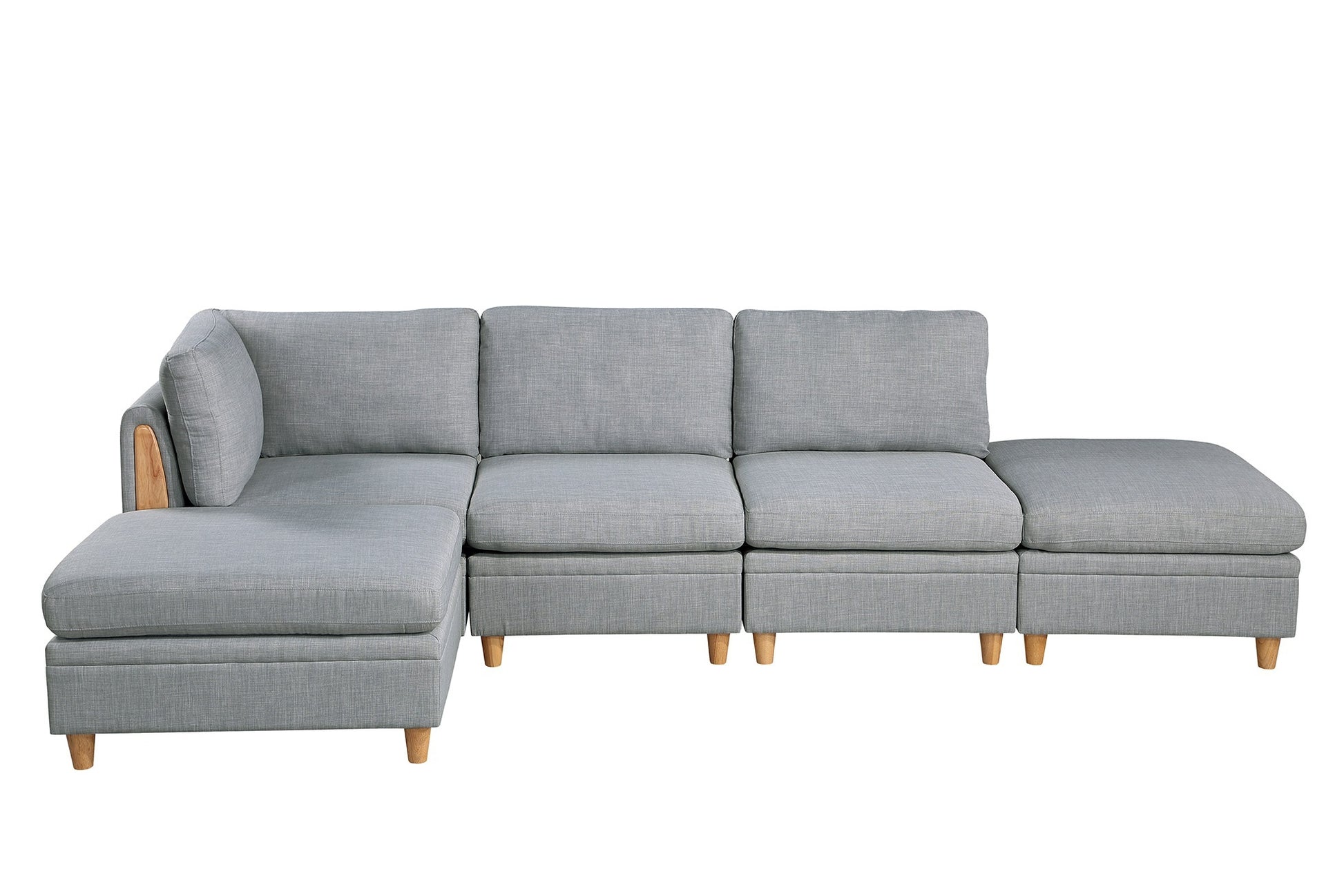 Living Room Furniture Corner Wedge Light Grey Dorris Fabric 1Pc Cushion Wedge Sofa Wooden Legs Light Grey Primary Living Space Contemporary,Transitional Fabric