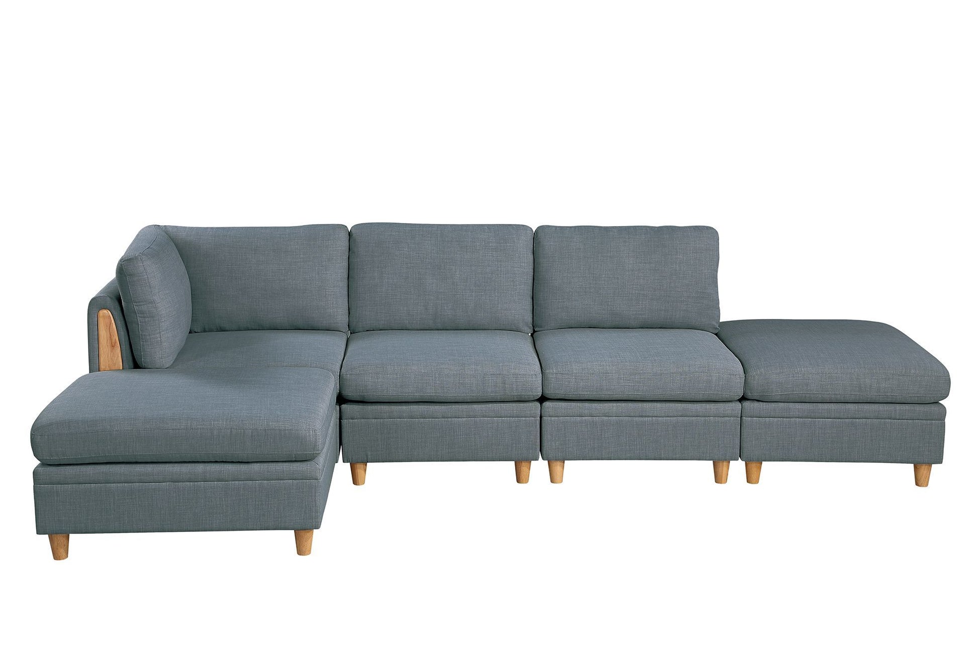 Living Room Furniture Armless Chair Steel Color Dorris Fabric 1Pc Cushion Armless Chair Wooden Deco Grey Mix Primary Living Space Contemporary,Transitional Fabric