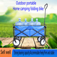 Folding Wagon Garden Shopping Beach Cart Blue Blue Steel