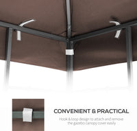 10X10 Ft Outdoor Patio Gazebo Replacement Canopy, Double Tiered Gazebo Tent Roof Top Cover Only Frame Not Include Coffee Fabric
