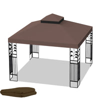 10X10 Ft Outdoor Patio Gazebo Replacement Canopy, Double Tiered Gazebo Tent Roof Top Cover Only Frame Not Include Coffee Fabric