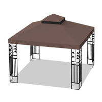 10X10 Ft Outdoor Patio Gazebo Replacement Canopy, Double Tiered Gazebo Tent Roof Top Cover Only Frame Not Include Coffee Fabric