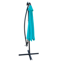 10 Ft Outdoor Patio Umbrella Solar Powered Led Lighted Sun Shade Market Waterproof 8 Ribs Umbrella With Crank And Cross Base For Garden Deck Backyard Pool Shade Outside Deck Swimming Pool Turquoise