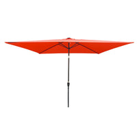 10 X 6.5T Rectangular Patio Solar Led Lighted Outdoor Umbrellas With Crank And Push Button Tilt For Garden Backyard Pool Swimming Pool Light Brick Red Steel
