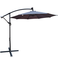 10 Ft Outdoor Patio Umbrella Solar Powered Led Lighted Sun Shade Market Waterproof 8 Ribs Umbrella With Crank And Cross Base For Garden Deck Backyard Pool Shade Outside Deck Swimming Pool Medium