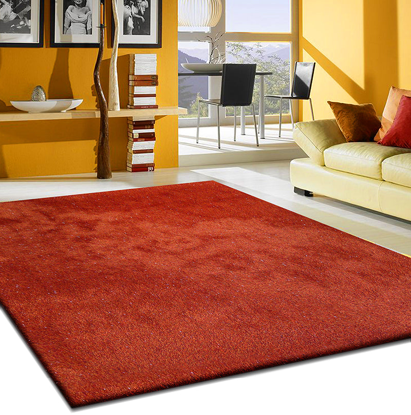 "Fancy Shaggy" Hand Tufted Area Rug Red Polyester