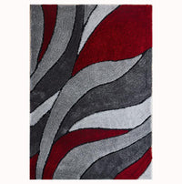 "Aria Collection" Soft Pile Hand Tufted Shag Area Rug Red Polyester