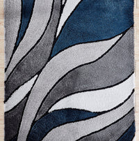 "Aria Collection" Soft Pile Hand Tufted Shag Area Rug Blue Polyester