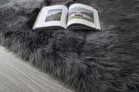 "Cozy Collection" Ultra Soft Fluffy Faux Fur Sheepskin Area Rug Gray Polyester