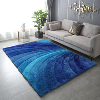 "3D Shaggy" Hand Tufted Area Rug Blue Polyester