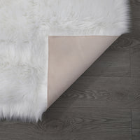 "Cozy Collection" Ultra Soft Fluffy Faux Fur Sheepskin Area Rug White Polyester