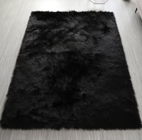 "Cozy Collection" Ultra Soft Fluffy Faux Fur Sheepskin Area Rug Black Polyester