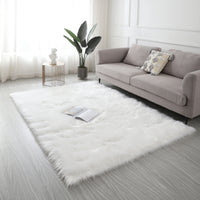 "Cozy Collection" Ultra Soft Fluffy Faux Fur Sheepskin Area Rug White Polyester