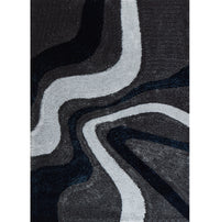 "Aria Collection" Soft Pile Hand Tufted Shag Area Rug Grey Polyester