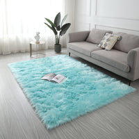 "Cozy Collection" Ultra Soft Fluffy Faux Fur Sheepskin Area Rug Teal Polyester