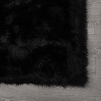 "Cozy Collection" Ultra Soft Fluffy Faux Fur Sheepskin Area Rug Black Polyester