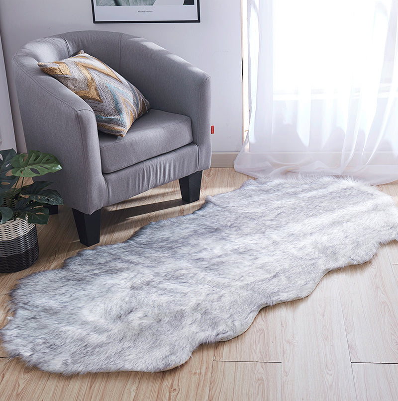 "Luxury Decorative" Hand Tufted Faux Fur Sheepskin Area Rug Dark Gray Acrylic