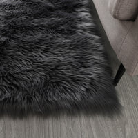 "Cozy Collection" Ultra Soft Fluffy Faux Fur Sheepskin Area Rug Gray Polyester