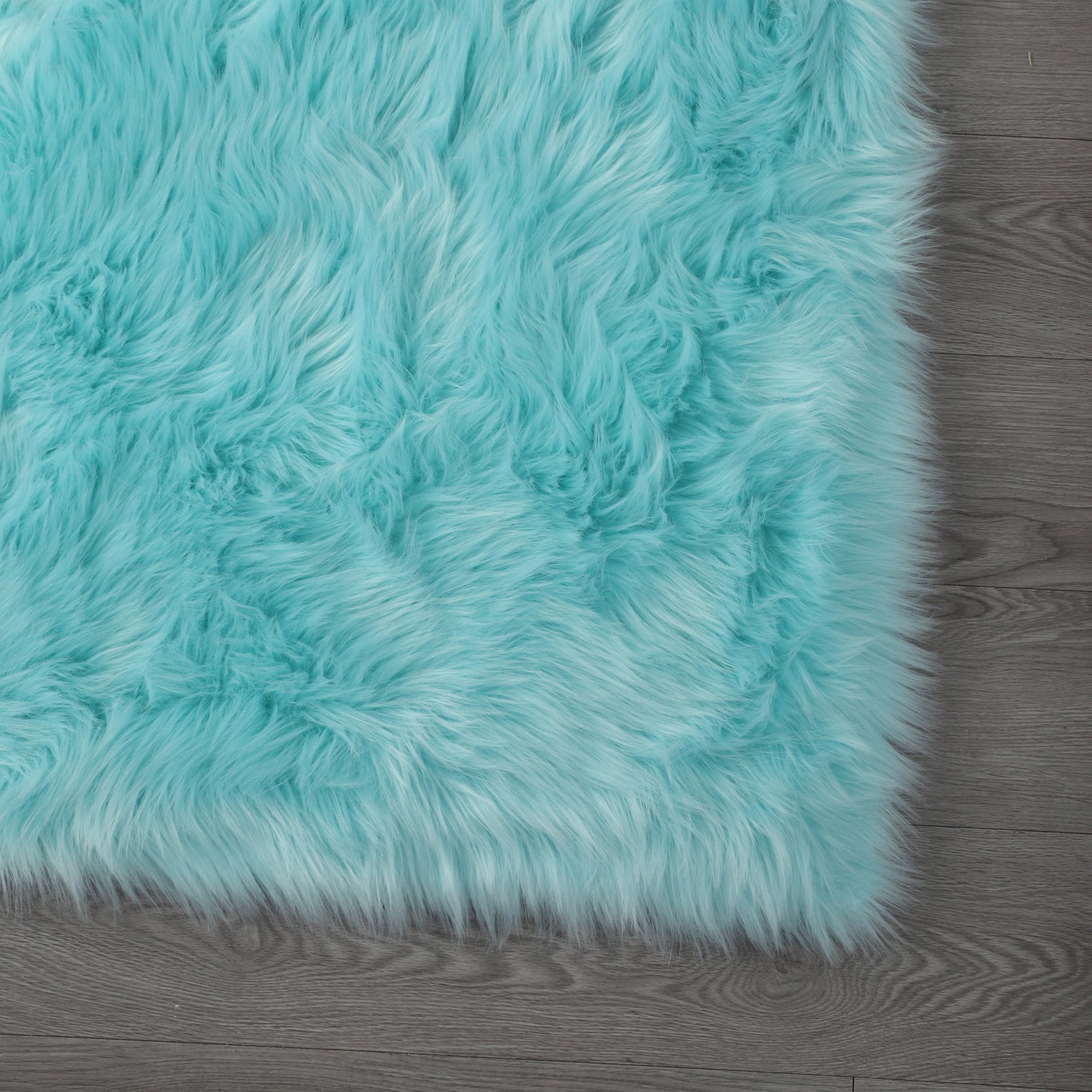 "Cozy Collection" Ultra Soft Fluffy Faux Fur Sheepskin Area Rug Teal Polyester