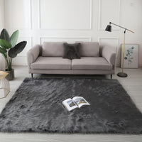 "Cozy Collection" Ultra Soft Fluffy Faux Fur Sheepskin Area Rug Gray Polyester