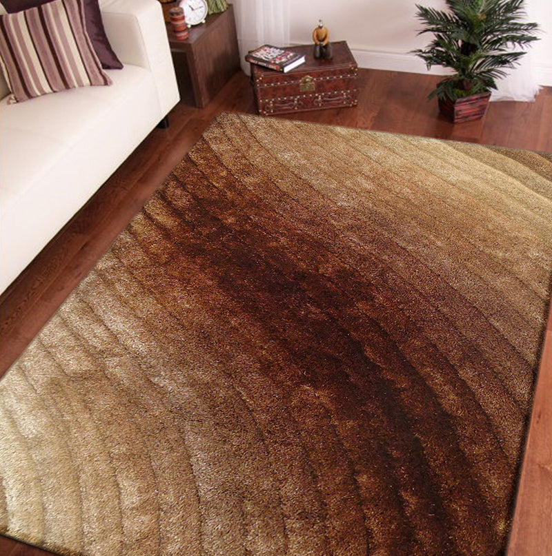 "3D Shaggy" Hand Tufted Area Rug Brown Polyester