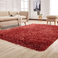 "Coral " Hand Tufted Shag Area Rug Peach Polyester