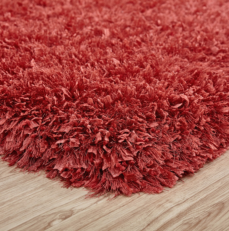 "Coral " Hand Tufted Shag Area Rug Peach Polyester