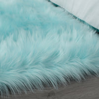 "Cozy Collection" Ultra Soft Fluffy Faux Fur Sheepskin Area Rug Teal Polyester